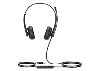 A dual-earpiece wired headset, the Yealink UH34 Duo available at DSL Telecom South Africa